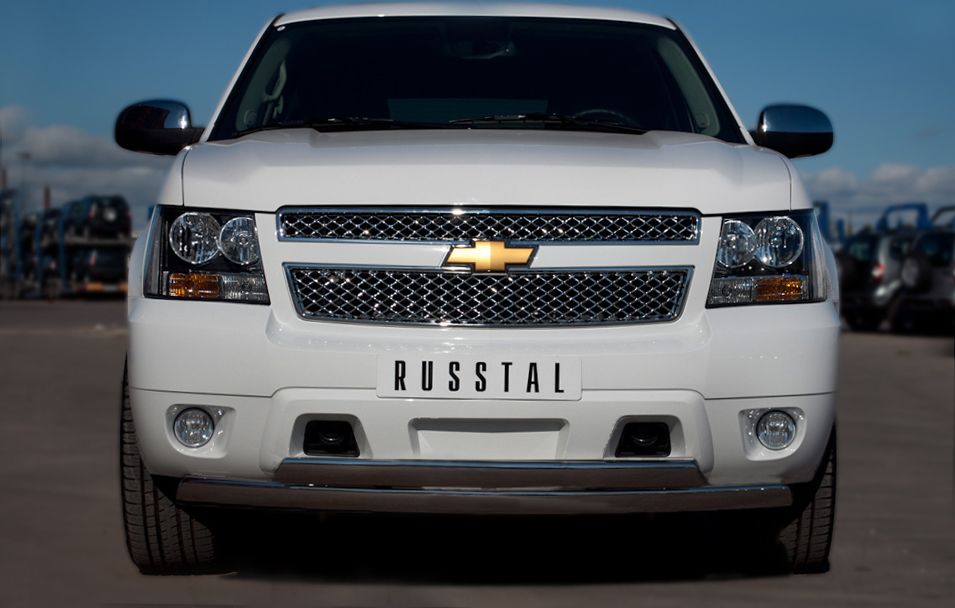 Защита RusStal переднего бампера d75х42/75х42 для Chevrolet Tahoe III рестайлинг 2011-2014. Артикул CTHZ-000929