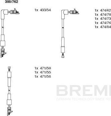Высоковольтные провода (провода зажигания) (комплект) Bremi для Land Rover Discovery I 1989-1998. Артикул 300/762
