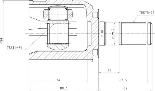 Шрус Внутренний Hyundai IX35,Tucson 10my (09-15), - R (Zikmar). Артикул Z88944R