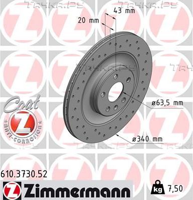 Тормозной диск Zimmermann SPORT Z. Артикул 610.3730.52