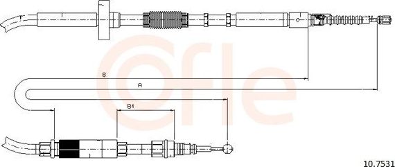Трос ручника (тросик ручного тормоза) Cofle. Артикул 10.7531