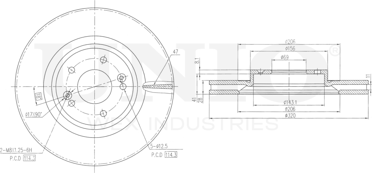 Диск тормозной (Unio). Артикул BRD-20514