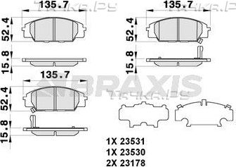 Тормозные колодки Braxis. Артикул AB0282