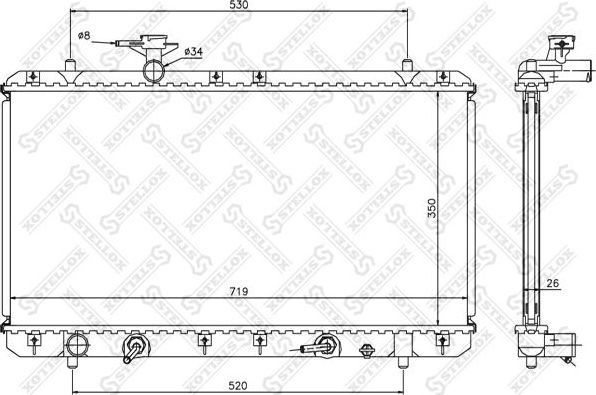 Радиатор охлаждения двигателя Stellox для Suzuki Liana I 2001-2008. Артикул 10-25459-SX