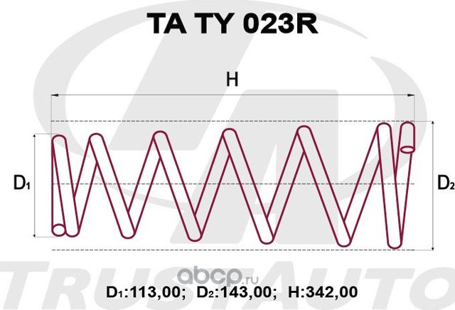 Пружина подвески усиленная () (Trustauto). Артикул TATY023R