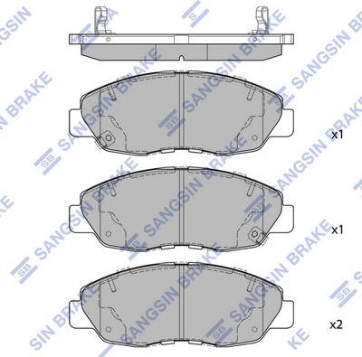 Тормозные колодки Sangsin Hi-Q передние для Honda Accord V 1993-1998. Артикул SP4478