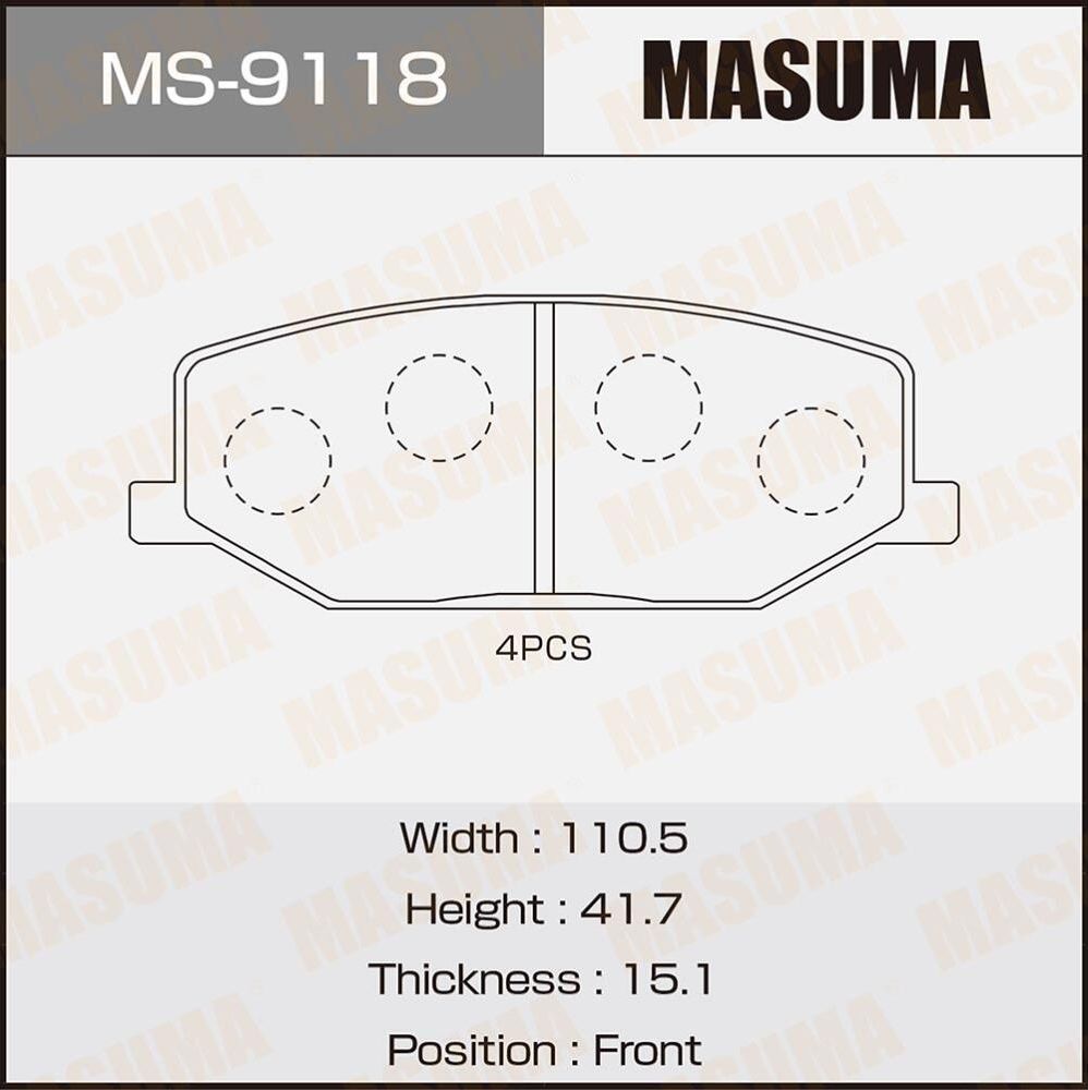 Тормозные колодки Masuma. Артикул MS-9118