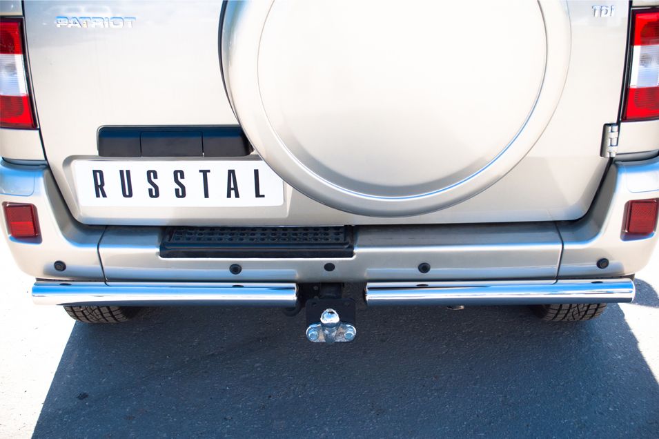 Защита RusStal заднего бампера d63 для УАЗ Patriot 2005-2014. Артикул UPZ-000506