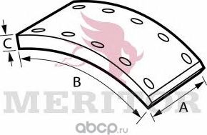 Накладка тормозной колодки MAN MERCEDES (410x223) стандарт 64 отв. 8x18/93059 (8 (Arvinmeritor). Артикул MBLK2210