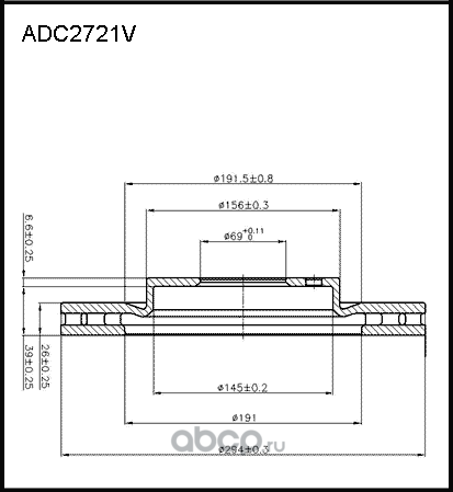 Диск тормозной MITSUBISHI ASX,Outlander (12-) передний (1шт.) ALLIED NIPPON. Артикул ADC2721V