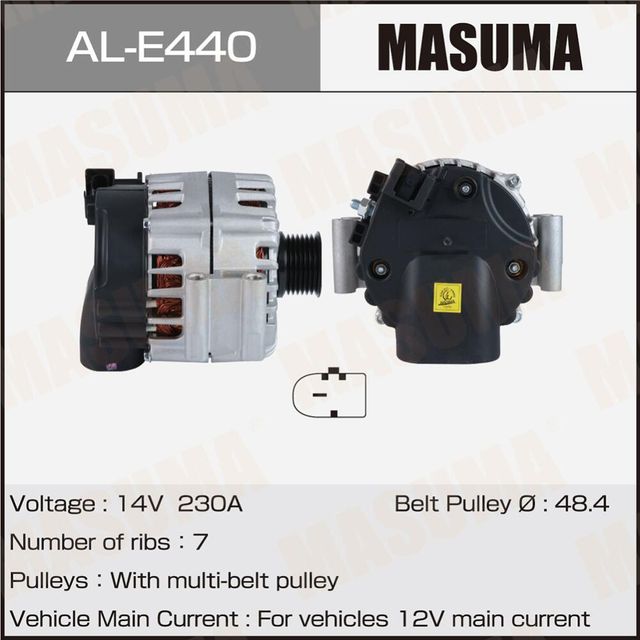 Генератор MASUMA, BMW / N63B44A (14V/230A). Артикул ALE440