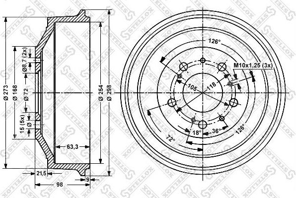 Тормозной барабан Stellox. Артикул 6026-9906-SX