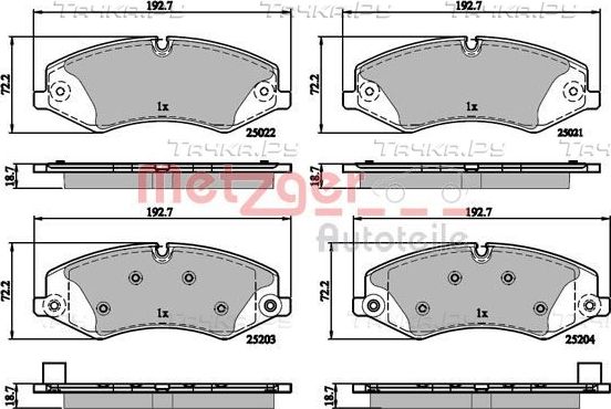 Тормозные колодки Metzger GREENPARTS передние для Land Rover Discovery V 2016-2026. Артикул 1170879