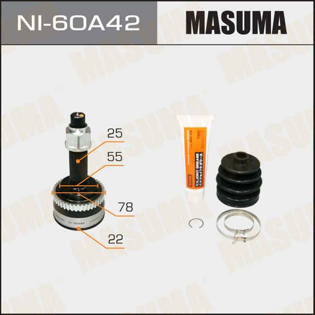 Шрус наружный (граната) Masuma передний для Nissan Almera N16 2000-2006. Артикул NI-60A42