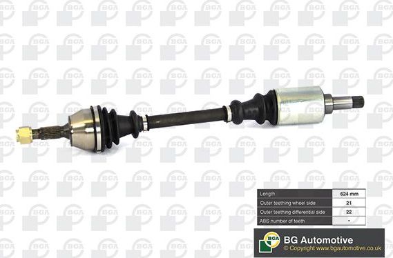 Полуось (привод в сборе, приводной вал) BGA. Артикул DS1400L