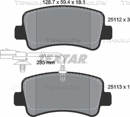 Тормозные колодки Textar Q+ задние для Opel Movano III 2010-2026. Артикул 2511201
