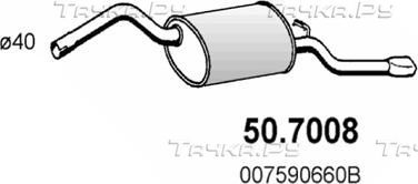 Глушитель (задняя часть) Asso для Skoda Favorit 1991-1995. Артикул 50.7008