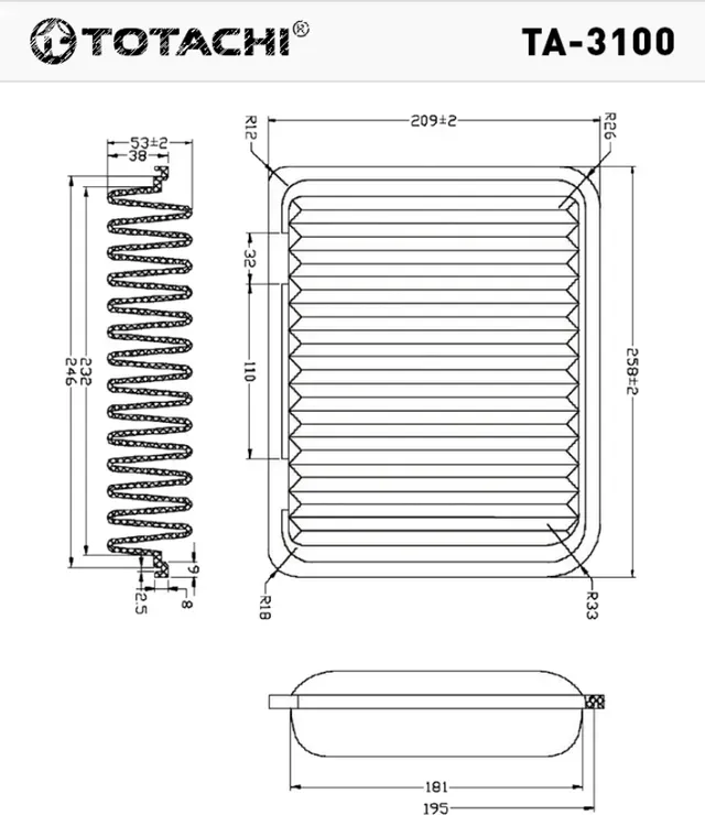 TOTACHI TA-3100 VIC A-3022 OEM MR968274 MANN C25654 Totachi. Артикул TA3100