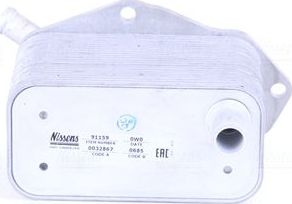 Радиатор масляный (маслоохладитель) для двигателя Nissens (алюминий) для Volvo V60 I 2010-2018. Артикул 91159