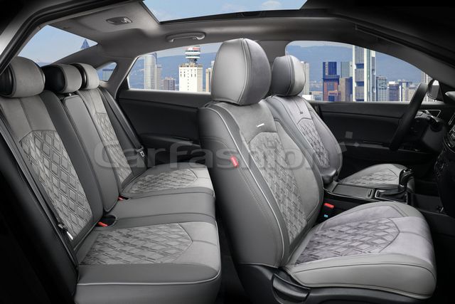 Чехлы универсальные каркасные CarFashion 5D Diamond Plus на сидения авто, цвет Темно-серый/Темно-серый/Серый. Артикул 27034