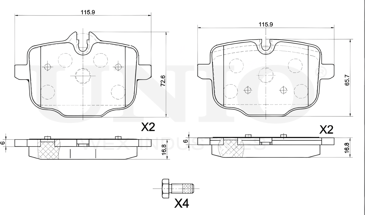 Колодки тормозные дисковые, комплект (Unio). Артикул BRP-20150