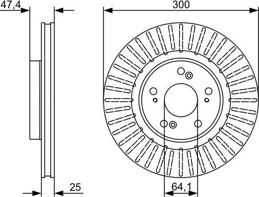 Тормозной диск Bosch передний для Honda Integra IV 2004-2006. Артикул 0 986 479 534