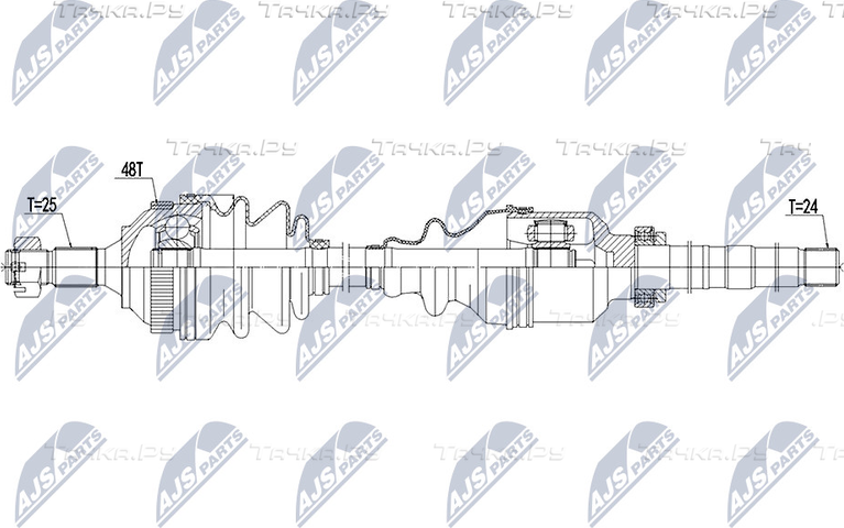 Полуось (привод в сборе, приводной вал) NTY правая для Citroen Xsara Picasso 1999-2012. Артикул NPW-CT-059