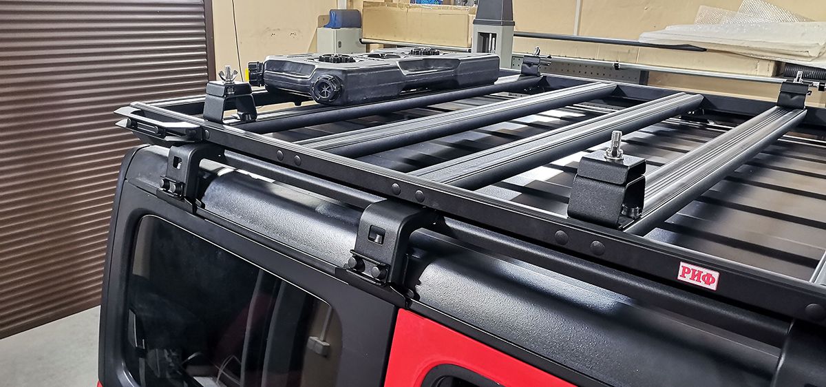 Кронштейны РИФ для верхнего крепления домкрата Hi-Jack к алюминиевому багажнику (платформе). Артикул RIF000-99074