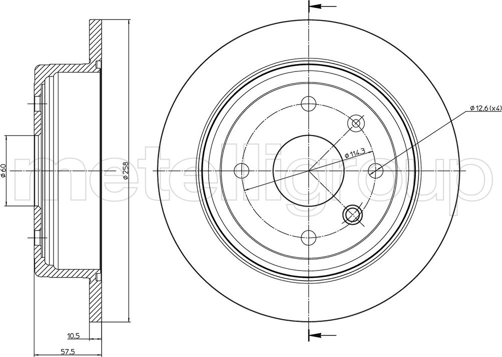 Тормозной диск Metelli. Артикул 23-0953