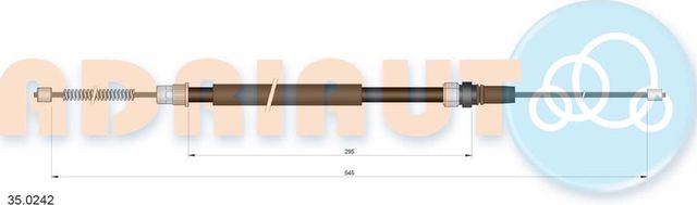 Трос ручника (тросик ручного тормоза) Adriauto задний правый для Peugeot 405 1987-1999. Артикул 35.0242
