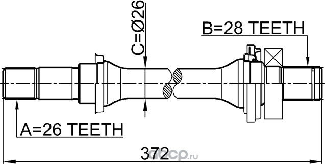 Полуось (привод в сборе, приводной вал) Hyundai / KIA. Артикул 0K2NC25700A