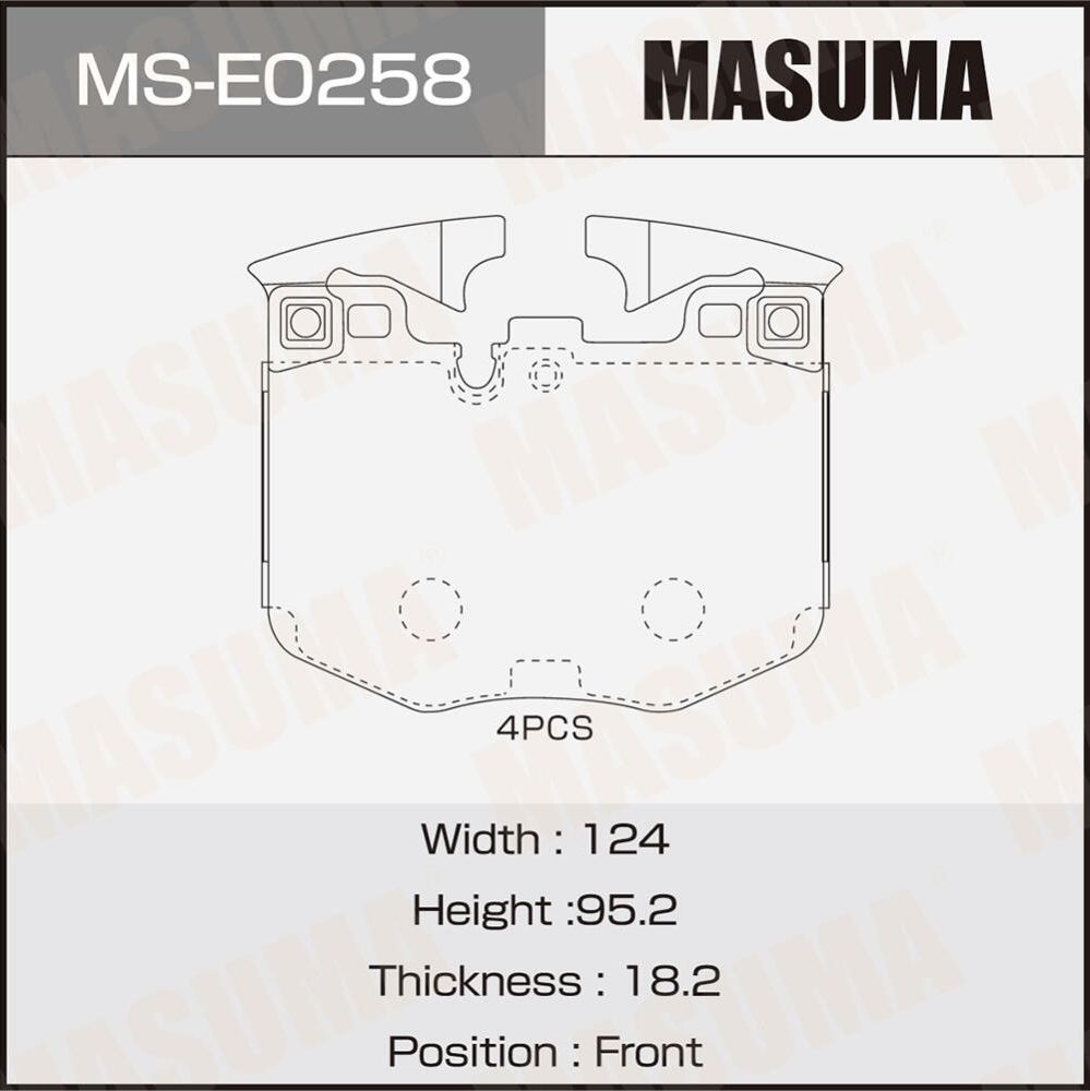 Колодки дисковые MASUMA, PN0681 front. Артикул MSE0258