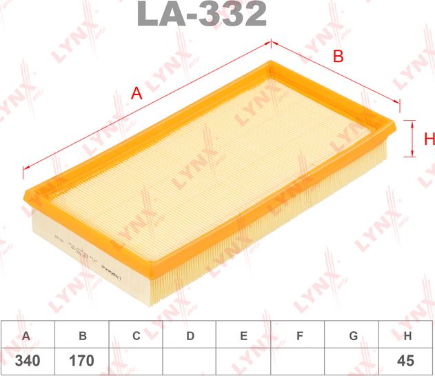 Воздушный фильтр LYNXauto. Артикул LA-332