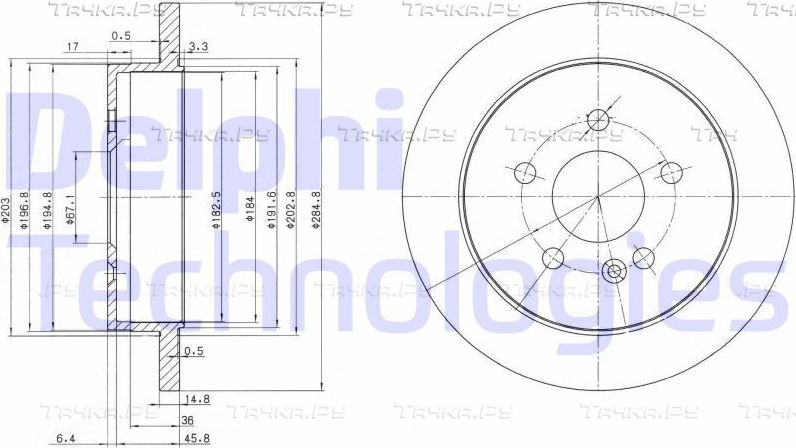 Тормозной диск Delphi задний для Mercedes-Benz M-Класс I (W163) 1998-2005. Артикул BG3398