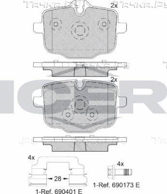 Тормозные колодки Icer задние для BMW X7 I (G07) 2019-2026. Артикул 182005-202