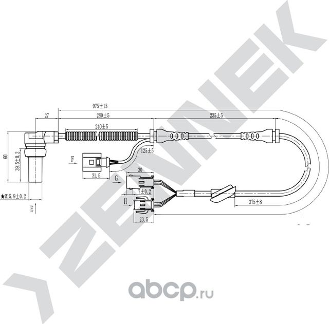 Датчик ABS передний левый/правый AUDI A6 C5 97-02 (Zennek). Артикул DAS0029