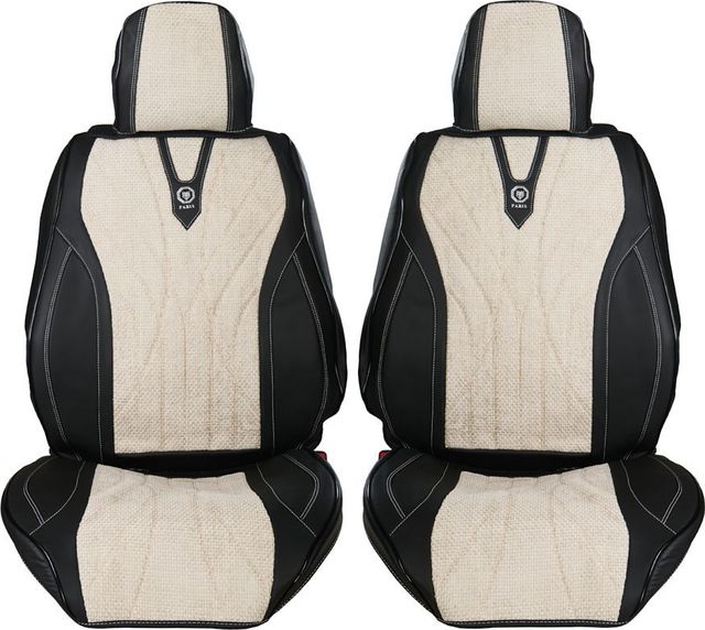Накидки Seintex каркасные на сидения со вставкой из ткани (Париж), цвет Черный/вставка белая. Артикул 317954