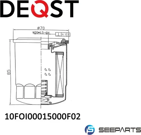 Фильтр масляный MITSUBISHI  COLT CZC кабрио 06-, COLT VI 04-, COLT VII 08-, LANC (Deqst). Артикул 10FOI00015000