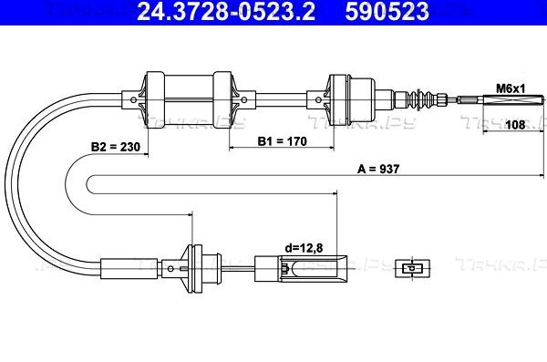 Трос сцепления ATE для Fiat Marea 1996-2002. Артикул 24.3728-0523.2