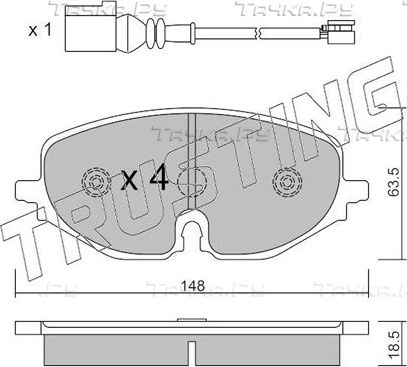 Тормозные колодки Trusting передние для Skoda Octavia A8 2019-2026. Артикул 1280.0
