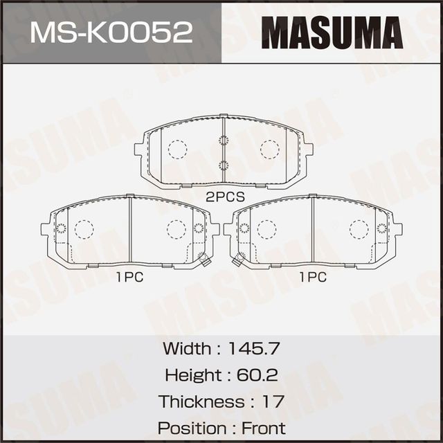 Колодки дисковые MASUMA, PN6120 front Masuma. Артикул MSK0052