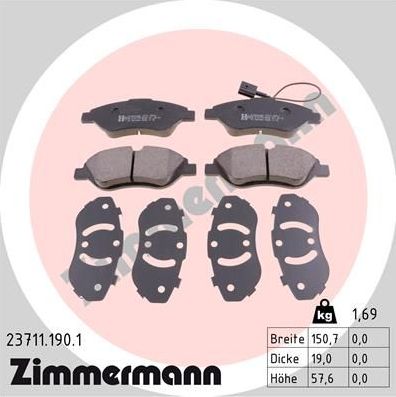 Тормозные колодки Zimmermann. Артикул 23711.190.1