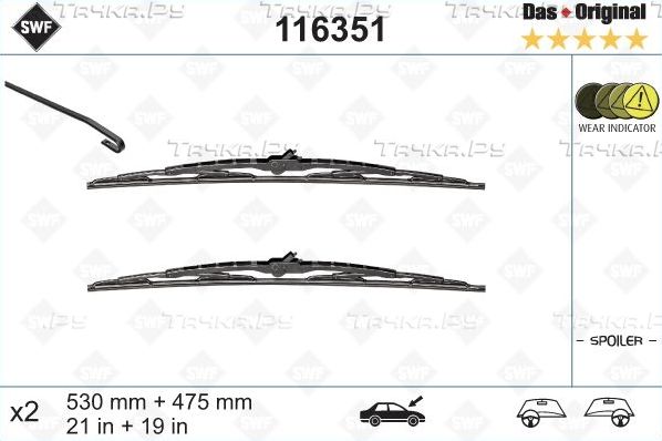 Щетки стеклоочистителя (дворники) SWF для Volkswagen Golf IV 1997-2006. Артикул 116351