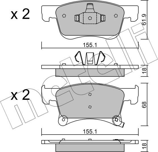 Тормозные колодки Metelli передние для Opel Adam I 2014-2018. Артикул 22-1035-0