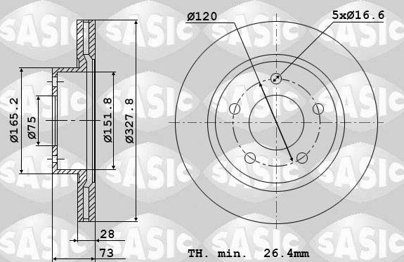 Тормозной диск Sasic передний для BMW X4 II (G02) 2018-2026. Артикул 6106197