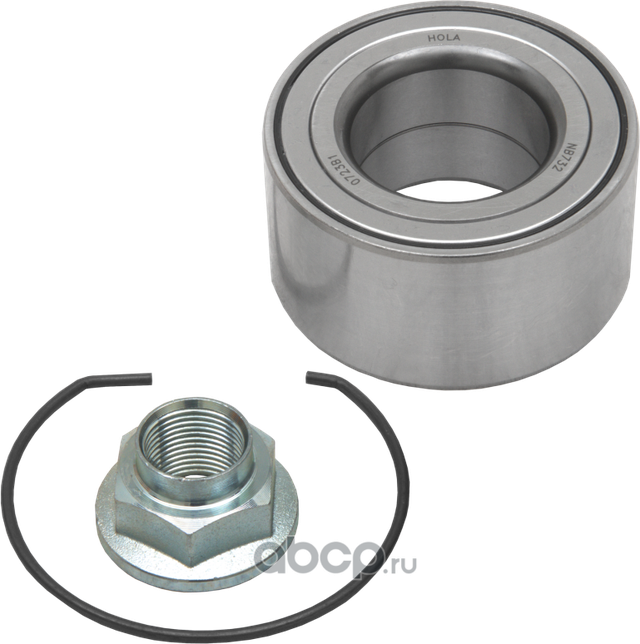 Подшипник ступицы, комплект, передней, подшипник, стопорное кольцо, гайка, HYUNDAI Solaris I 2014- (Hola). Артикул NB732