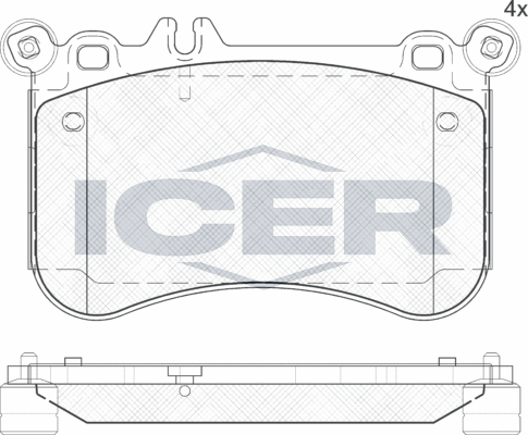 Тормозные колодки Icer передние для Mercedes-Benz SLC I (R172) 2016-2026. Артикул 182042