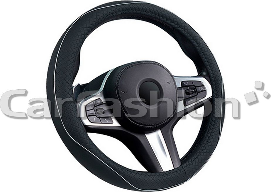 Оплётка на руль CarFashion Club S (размер S, экокожа, цвет ЧЕРНЫЙ/СЕРЫЙ). Артикул 31684