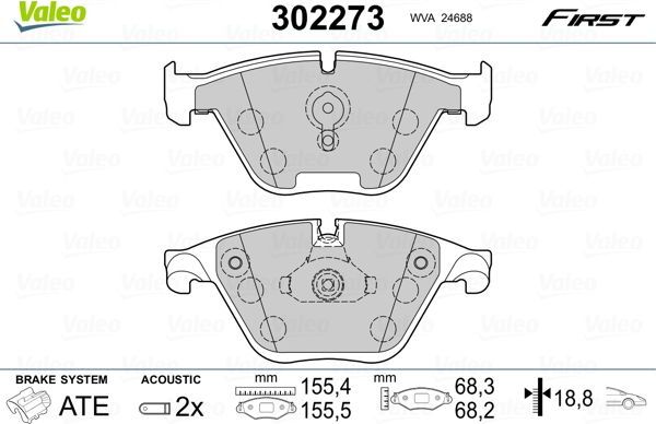 Тормозные колодки Valeo First. Артикул 302273