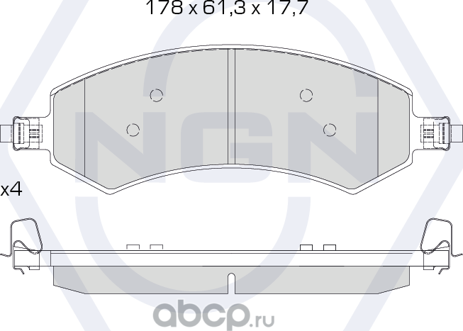 Колодки тормозные керамические, передние (NGN). Артикул 3502238